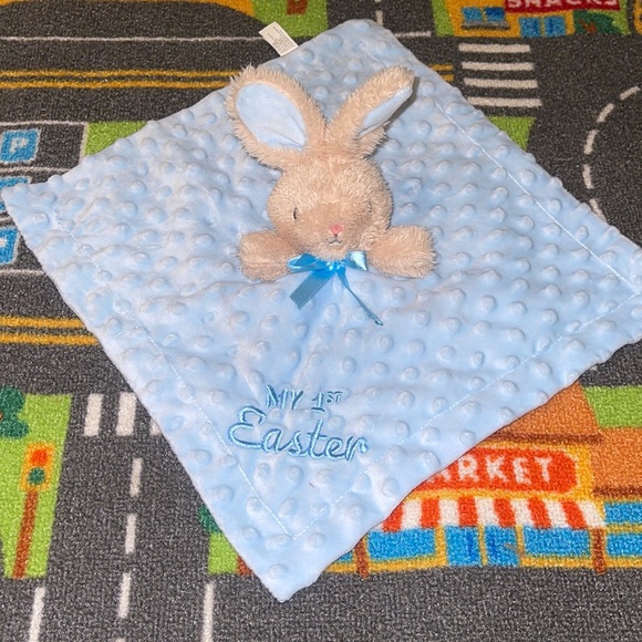 Parent’s Choice Security Blanket Baby My 1st Easter Blue Bunny Rabbit Rattle - Picture 1 of 7